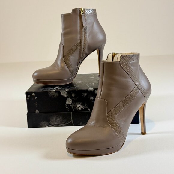 Elizee Taupe Beige Deia Side-Zip Platform Bootie - Picture 8 of 11